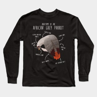 African Grey Anatomy Long Sleeve T-Shirt